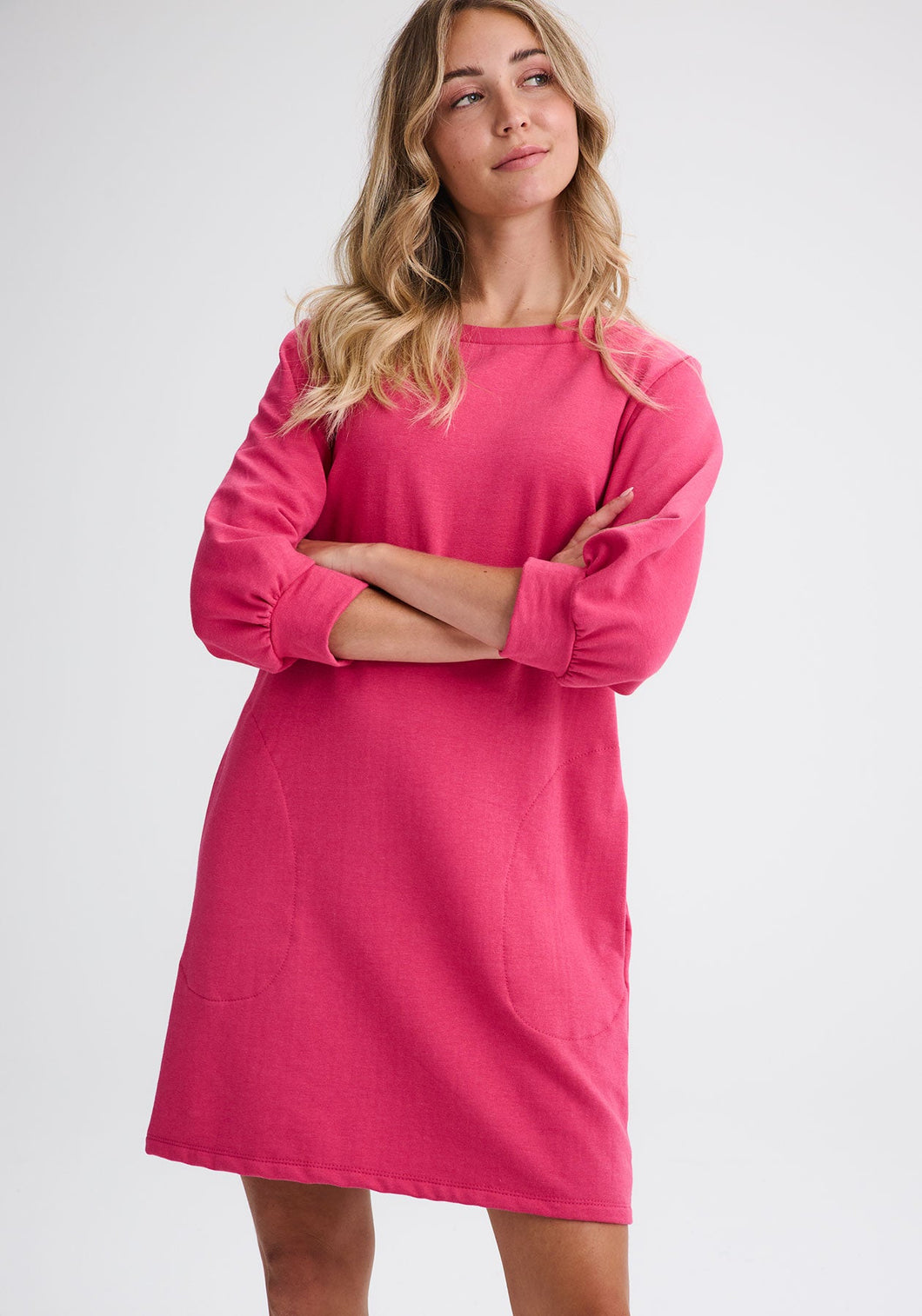 STUKELY - Robe molleton fuchsia