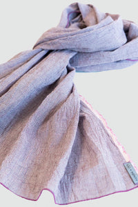 Écharpe en voile de lin + coton japonais, mini vichy violet