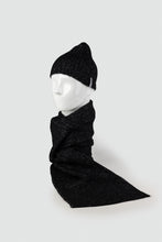 Charger l&#39;image dans la galerie, Tuque Nordique en laine mérinos-coton Mako noir chiné

