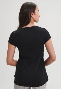 CORALIE - T-shirt noir col V femme