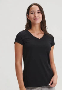 CORALIE - T-shirt noir col V femme